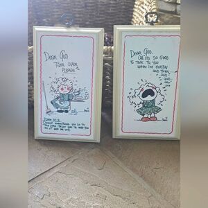 "Dear God,"Charming Cartoon Wall Plaques Set